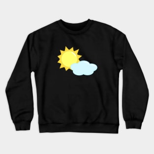 Cute Sun and Cloud Weather Icon in Black Crewneck Sweatshirt